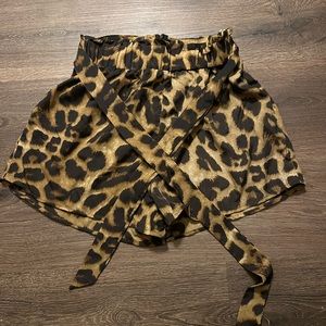 Cheetah Print Tie Flowy Shorts